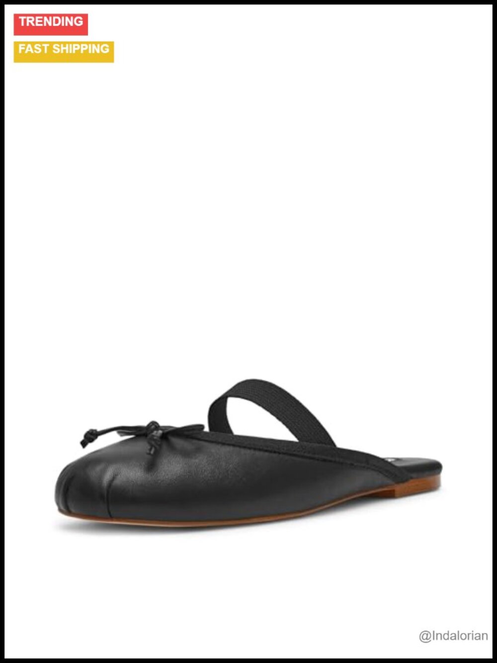 Leather Ballet Flat with Bow, Slingback, Closed Toe, Pull-On, Casual